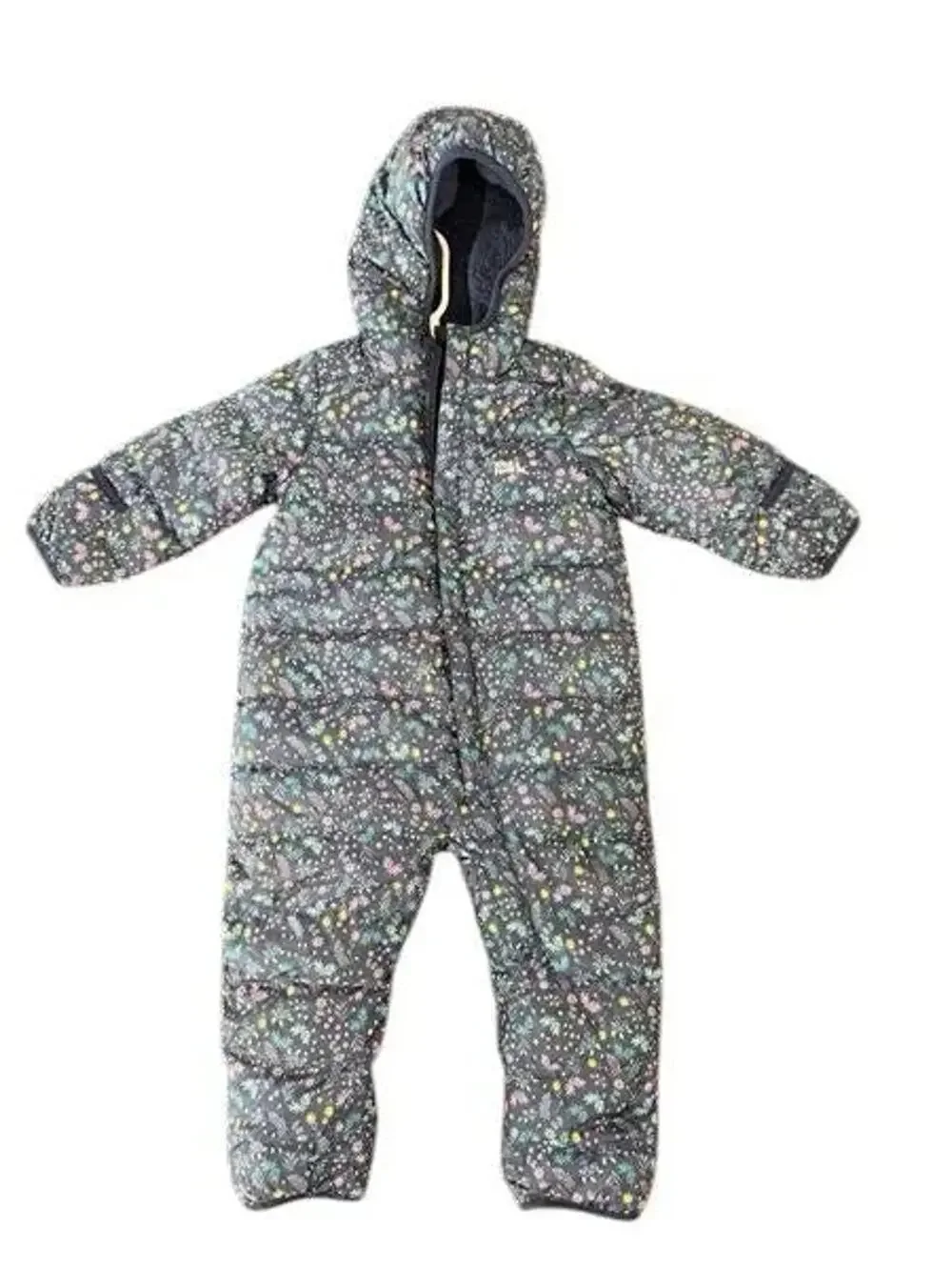 Eddie Bauer Floral Puffer Snowsuit Baby Bunting Navy